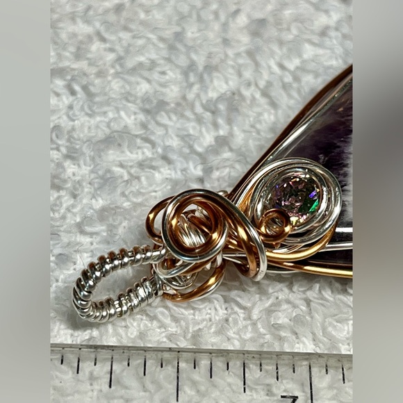 💜stunning purple chevron dream amethyst agate, wire wrapped artisan pendant - Picture 5 of 9